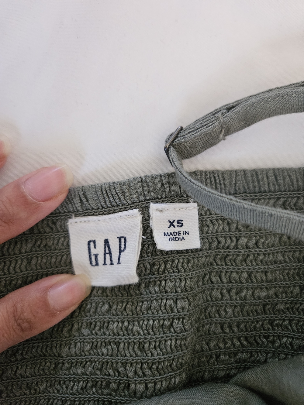 GAP Sage Green Smocked Spaghetti Strap Top - Picture 3 of 3